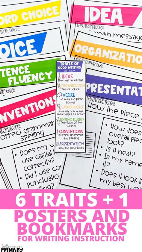 Six Traits Of Writing Posters And Bookmarks Writing Traits Writing Anchor Charts Writing Posters