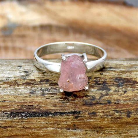 Raw Rose Quartz Ring 925 Sterling Silver Ring Handmade Ring Etsy