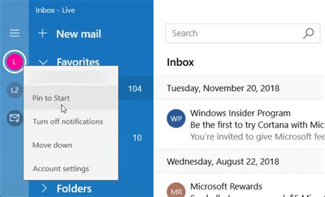 How To Pin Your Email Accounts To Windows 10 Start Menu