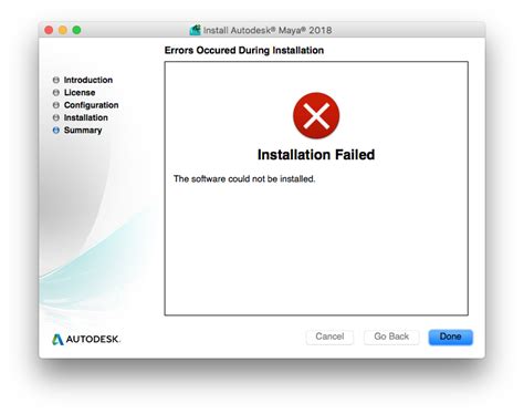Errors Occurred During Installation When Installing Maya On A Mac