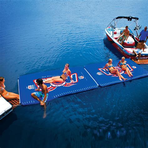 This luxurious 1.5 thiick sofskin floating mat never needs inflating and ideal for lounging in the pool. WOW Water Walkway | Water skiing, Floating in water, Boat