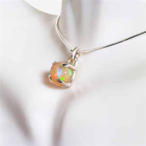 Raw Opal Pendant Dainty Opal Necklace Opal Pendant Necklace Etsy