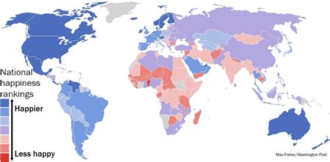 A Fascinating Map Of The World’s Happiest And Least Happy Countries The Washington Post