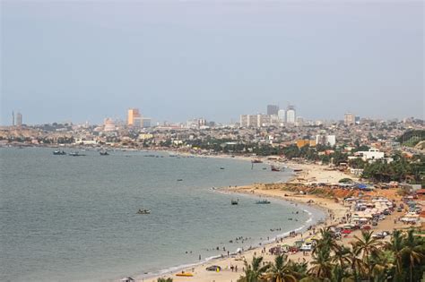 Pemandangan Udara Pusat Kota Luanda Pantai Laut Dan Pantai Bangunan