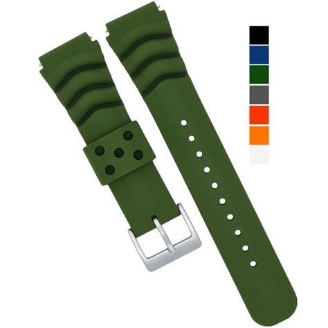 Mod Watch Parts 18mm 20mm 22mm Green Silicone Watch Band Quick