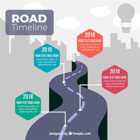 Infographic Timeline Concept With Road Free Vector