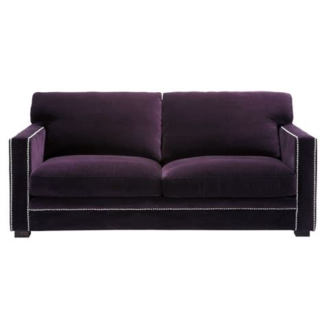 34 Seater Velvet Sofa In Aubergine Dandy Maisons Du Monde