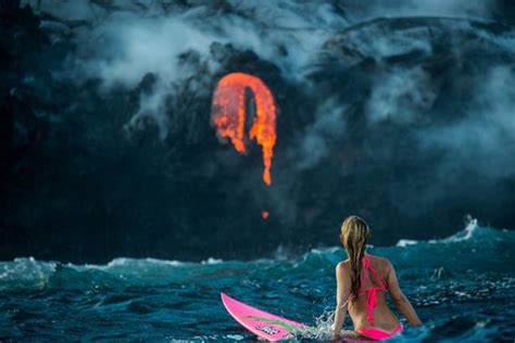 The Girl Rolled In The Surf From An Erupting Volcano In Hawaii Earth