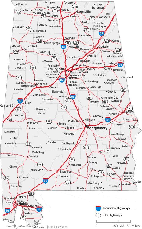 Map Of Alabama With Cities And Towns Terminal Map