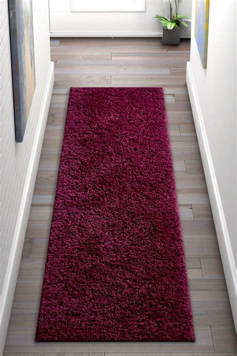 Soft And Fluffy Non Slip Shag Rug Solid Color Plum Purple Area Rug
