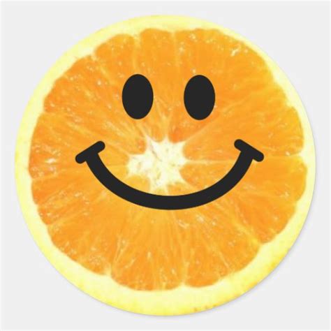 Smiley Orange Slice Round Stickers Zazzle