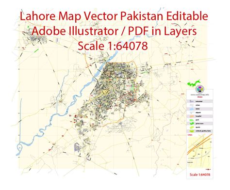 Lahore Pdf Map Pakistan En Low Detailed City Plan Editable Adobe Pdf