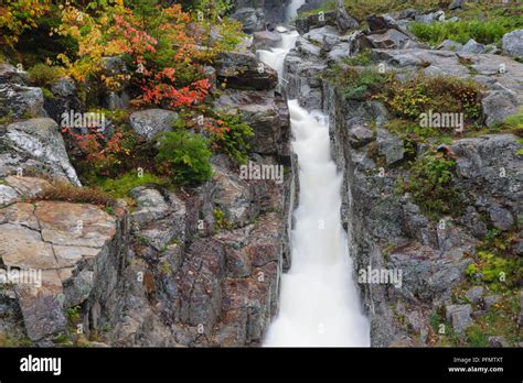 Silver Cascade In Harts Location New Hampshire On A Rainy Autumn Day