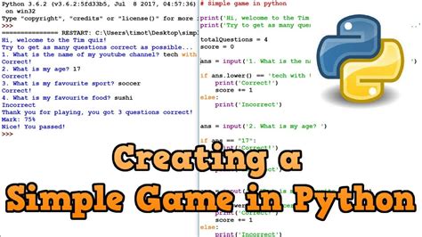 Without further ado, let's hop right into the tutorial: How to Make A Simple Game in Python (For Beginners) - YouTube
