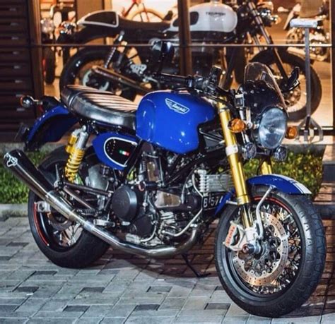 Blue Gt Ducati Sport Classic 1000 Cafe Racer Motorcycle Cool Bikes Motto Ps Cycling