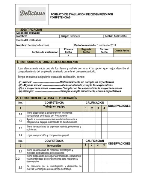 Formato De Evaluacion De Desempeño Conceptos Psicologicos Sicología