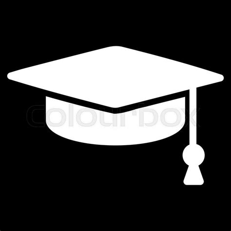 Graduation Cap Vector Icon Style Is Flat Symbol White Color Rounded