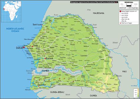 Senegal Physical Wall Map By Graphiogre Mapsales
