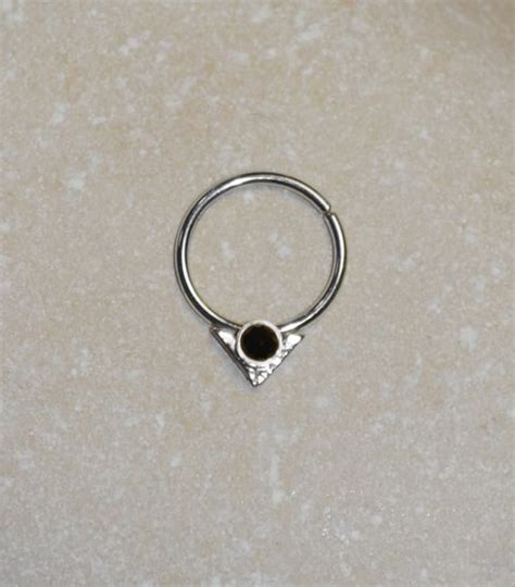 2mm onyx septum ring silver septum piercing small nose etsy
