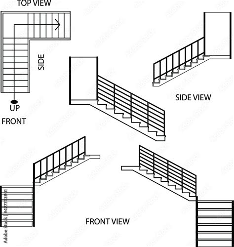 Illustration Vector Graphic Of Stairs Top View Of Stairs Side View