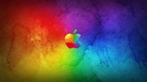 Colorful Apple Logo On Multicolor Background Hd Wallpaper