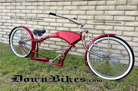 Custom Stretch Cruiser Bike Bicycles On Air Ride Suspension Candy Red