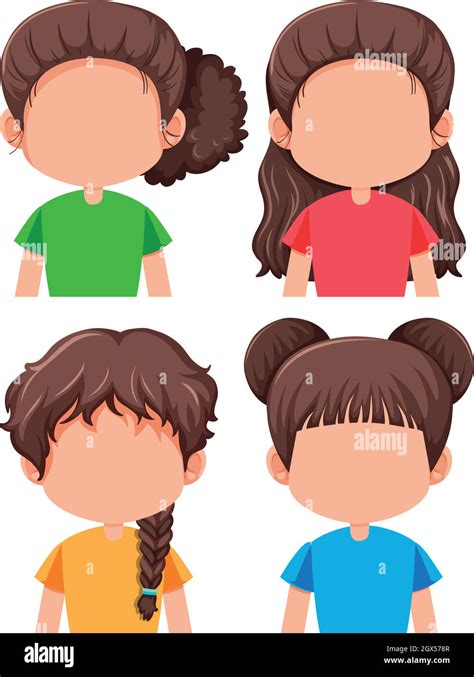 Set Of Brunette Female Character Stock Vector Image And Art Alamy