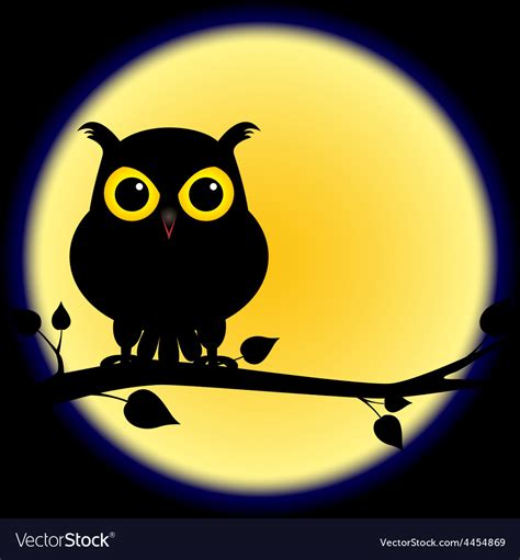 Silhouette Of Owl On Branch With Full Moon Vector Image
