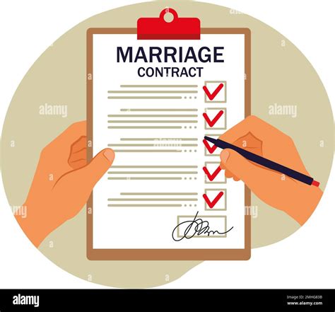 Concept Marriage Contract Signing Marriage Contract Vector