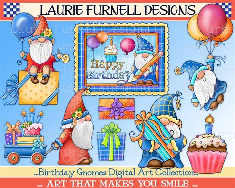 Birthday Gnome Clip Art Birthday Gnome Png Birthday Party Etsy Uk
