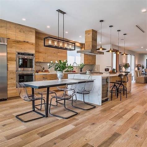 This kitchen with oak wood cabinet door, clear finish, show out very nice wood grain, natural is in your kitchen. Look at this Gorgeous Kitchen & Floor with our Portofino Floor! 7" white oak, natural, and ...