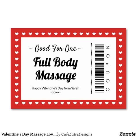 Valentine S Day Massage Love Coupon Couple Gift Table Number Zazzle