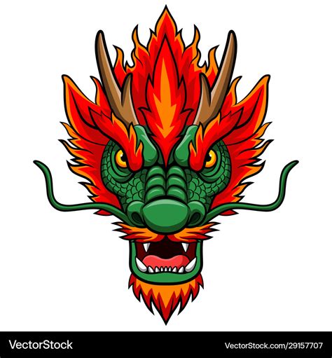 Cartoon Chinese Dragon Head Mascot Royalty Free Vector Image