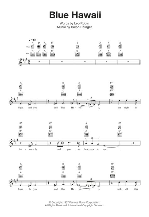 Blue Hawaii by Billy Vaughn - Ukulele - Guitar Instructor