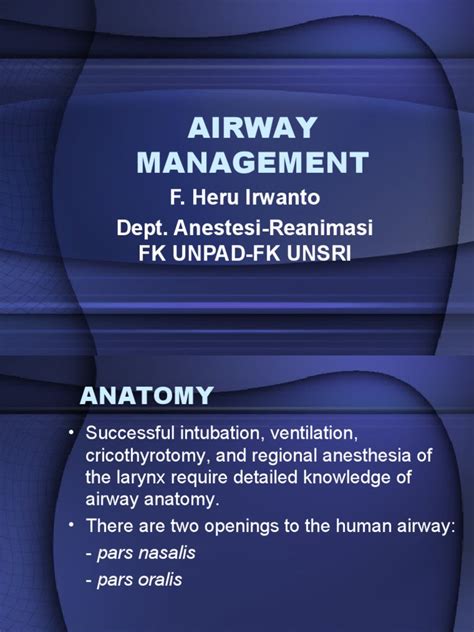 Airway Management Pdf Diseases And Disorders Respiration