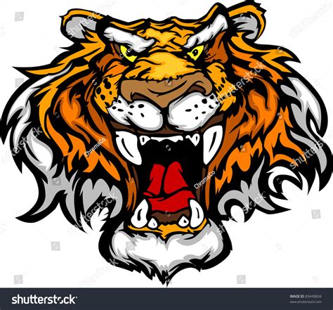 Cartoon Tiger Mascot Head Stock Vector 83449834 Shutterstock