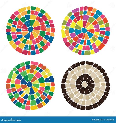 Vector Abstract Colorful Mosaic Round Patterns Stock Vector