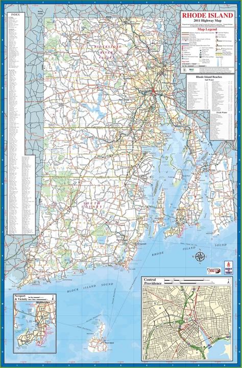 Large Detailed Tourist Map Of Rhode Island With Cities And Towns Large