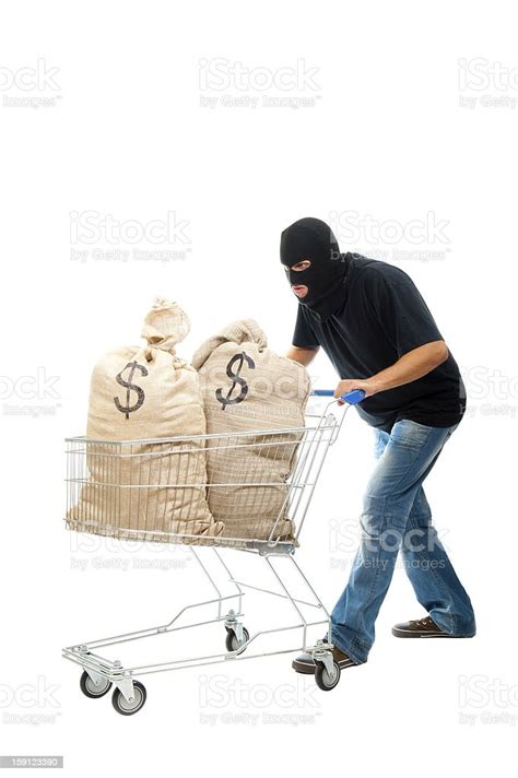 Happy Robber With Sack Full Of Dollars Stock Photo Download Image Now