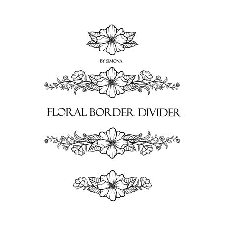 Buy Flowers Floral Border Divider Pack Elements Hand Drawn Logo Online