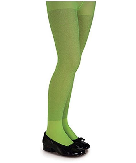 Lime Green Glitter Tights Girls Costume