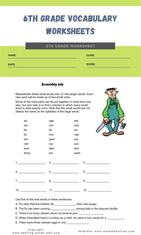 6th Grade Vocabulary Worksheets For July 2021 Worksheets Free