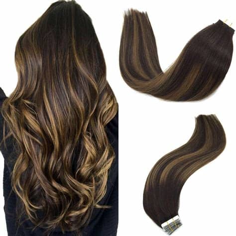 Its medium density strand makes it an ideal match for naturally fine hair textures, while offering a silky smooth finish. Ombre Brown Tape in Hair Extensions ( 2/6/2)-edw5013