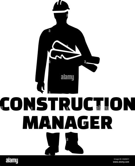 Construction Manager Silhouette With Job Title Stock Vector Image And Art