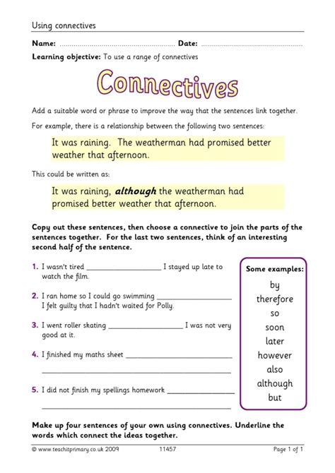 Using Connectives Grammar Ks2 Teachit