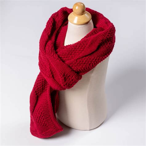 Buy Soft Red Hand Knitted Wool Scarf