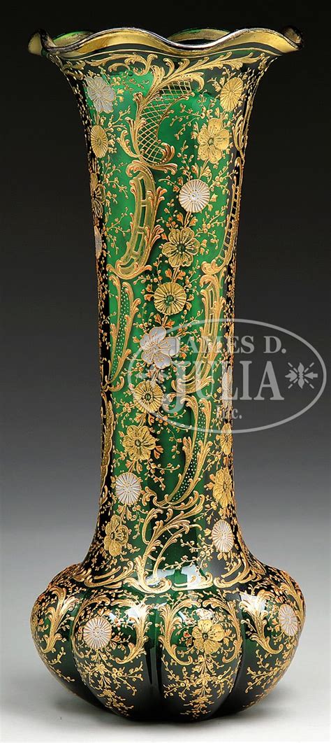 Moser Intaglio Carved Vase James D Julia Auctioneers Moser Glass Bohemian Vase Moser Glass