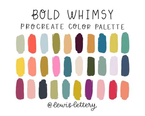 Bold Whimsy Procreate Color Palette Ipad Tool Color Swatches