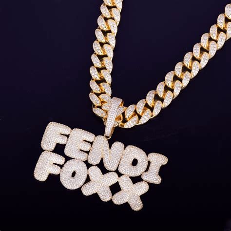 Mens 20mm Cuban Link Custom Name Bubble Letter Hip Hop Pendant Chain