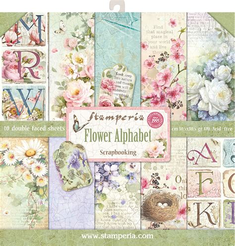 Stamperia Double Sided Paper Pad X Pkg Flower Alphabet